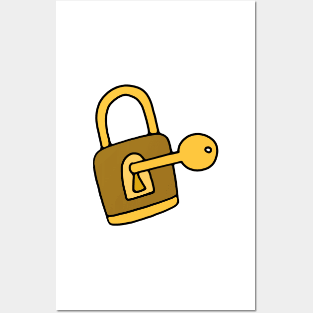 Golden Lock and Key Wall Art by murialbezanson